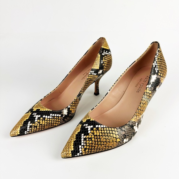 Kate Spade New York Sonia Snakeskin Embossed Leather Pointed Toe Pump 9.5 Heels - Picture 7 of 15